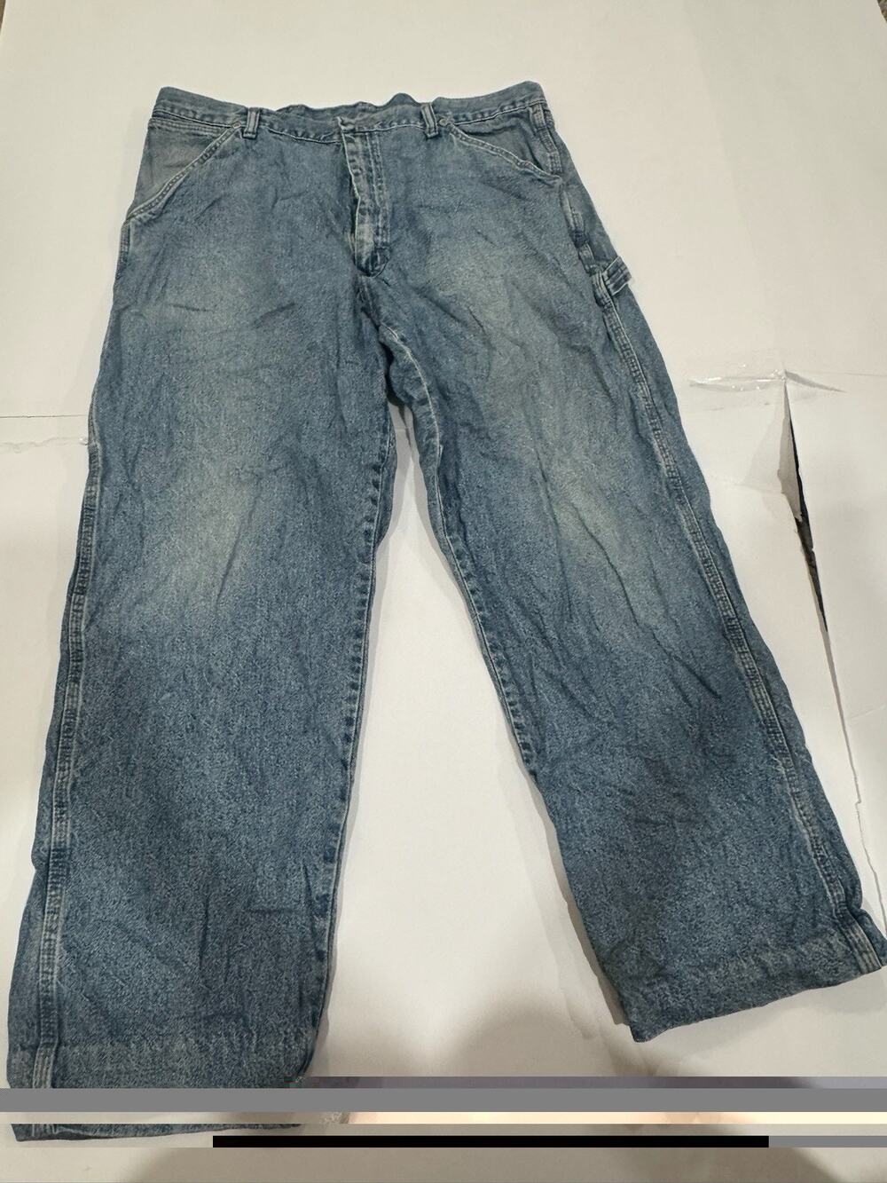 Vintage 90s Wrangler Hero Carpenter Jeans Mens 36x30 Blue Denim Workwear
